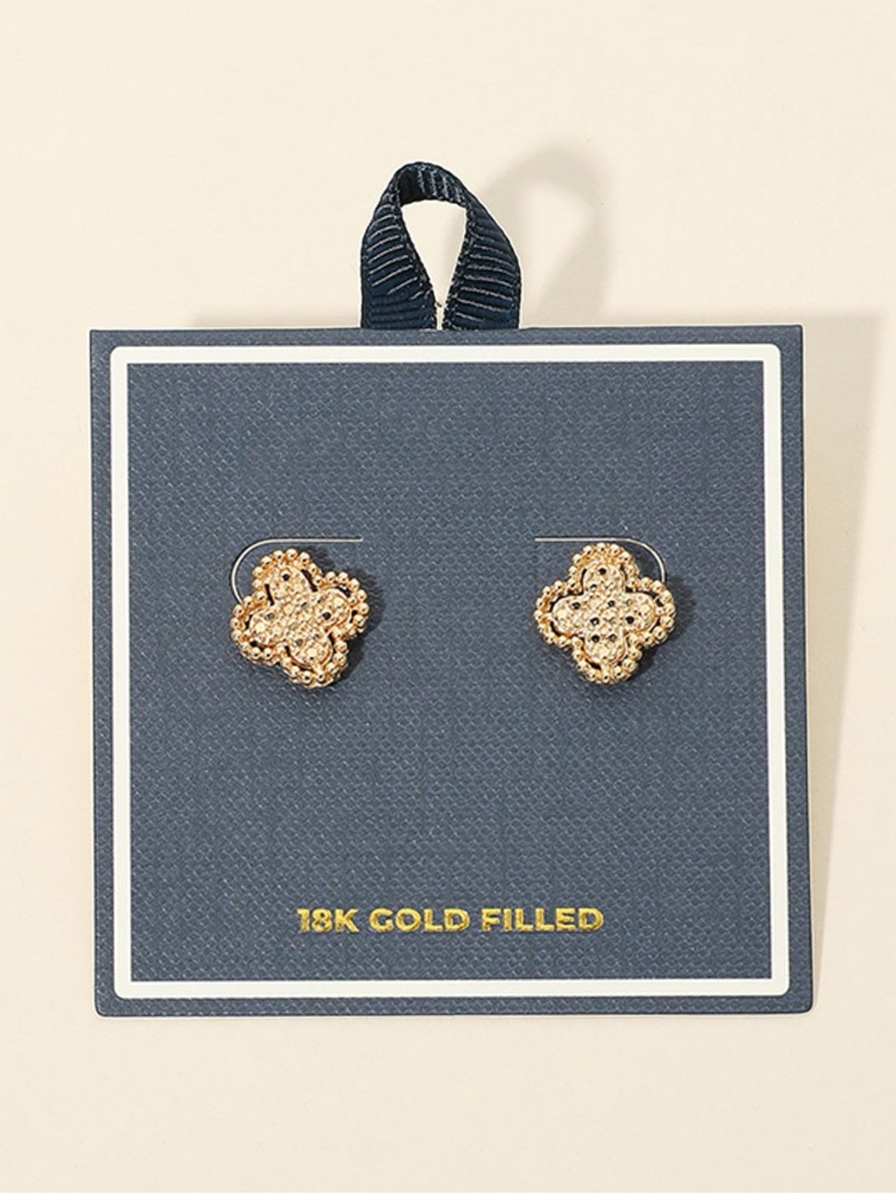 Textured Clover Stud Earrings - 18K Gold Filled